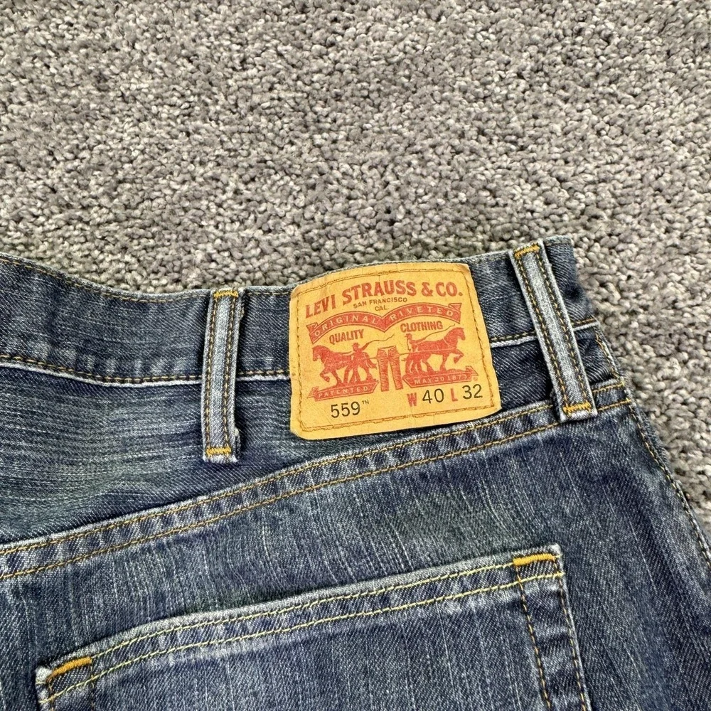 Levis 559 Jeans Mens 40x32 Blue Relaxed Straight Denim Medium Wash Casual